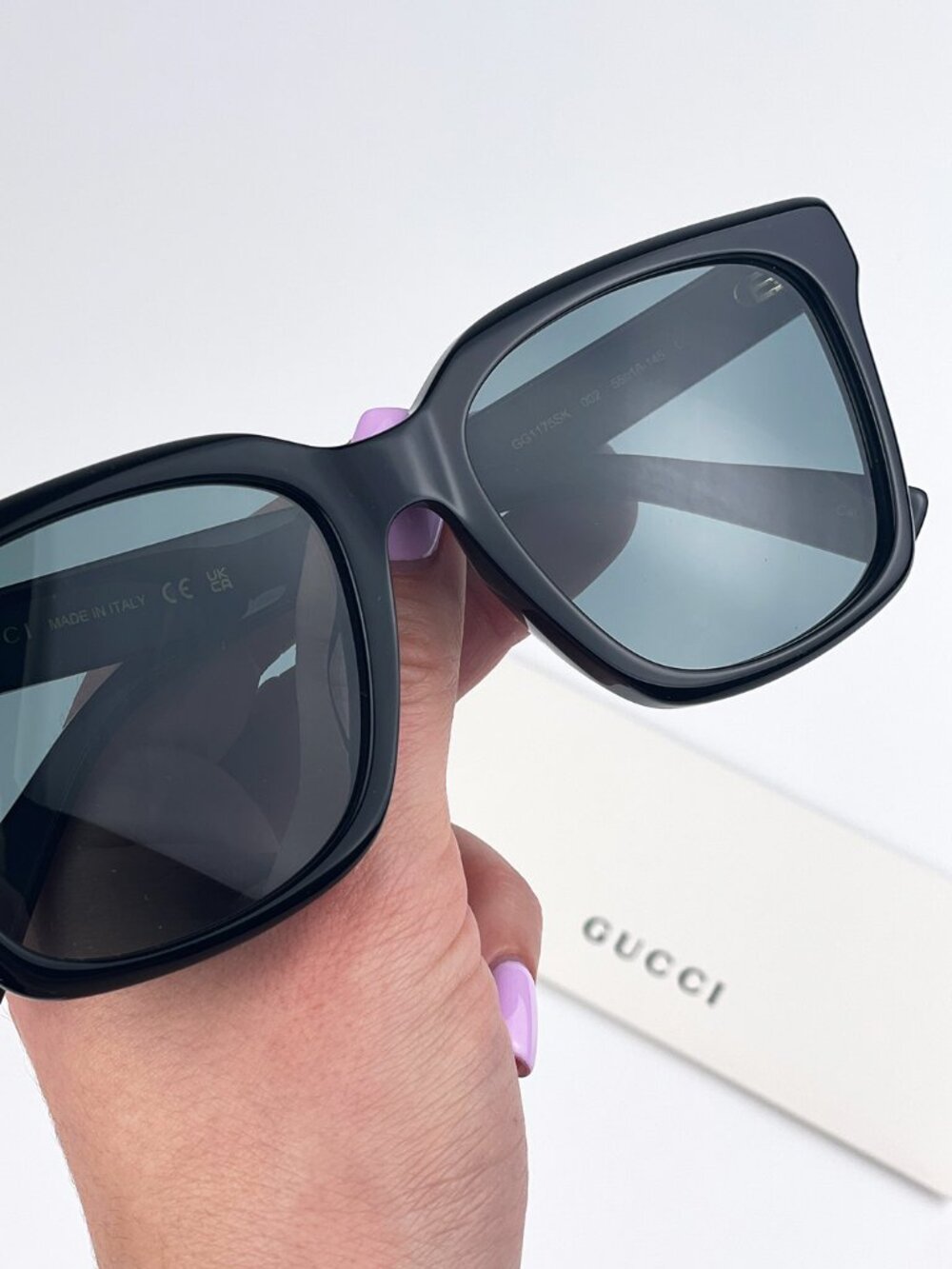 GUCCI GG1175SK 002 BLACK SMOKE GREY SQUARE UNISEX SUNGLASSES